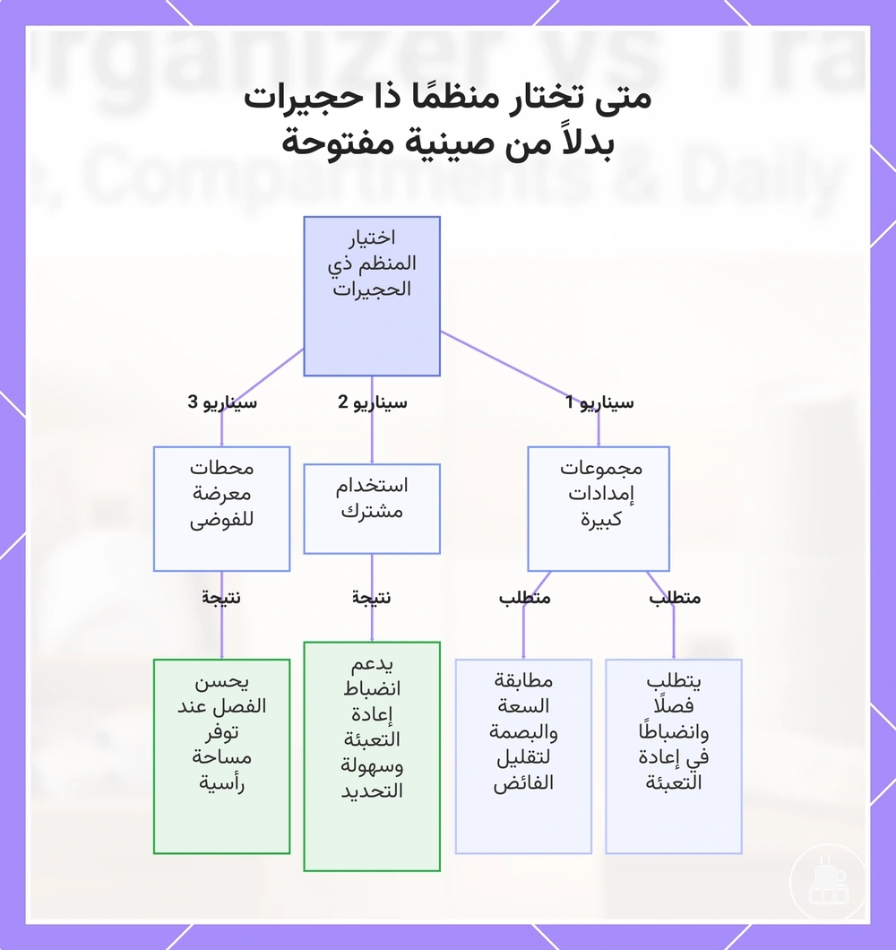 متى تختار منظمًا ذا حجيرات بدلاً من صينية مفتوحة