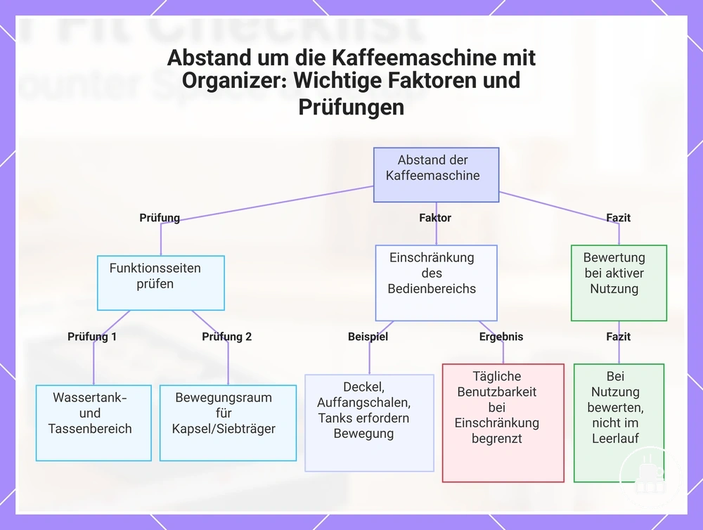 Abstand um die Kaffeemaschine mit Organizer: Wichtige Faktoren und Prüfungen