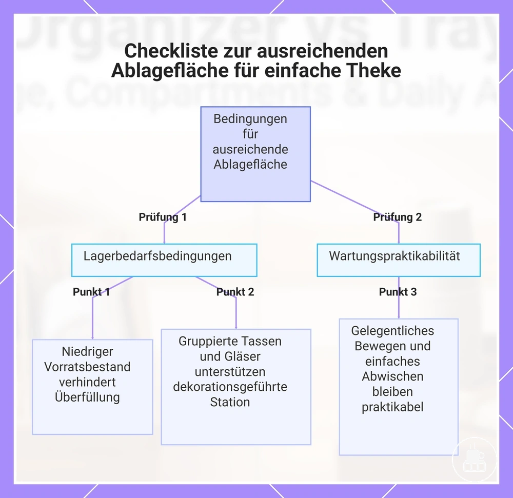 Checkliste zur ausreichenden Ablagefläche für einfache Theke