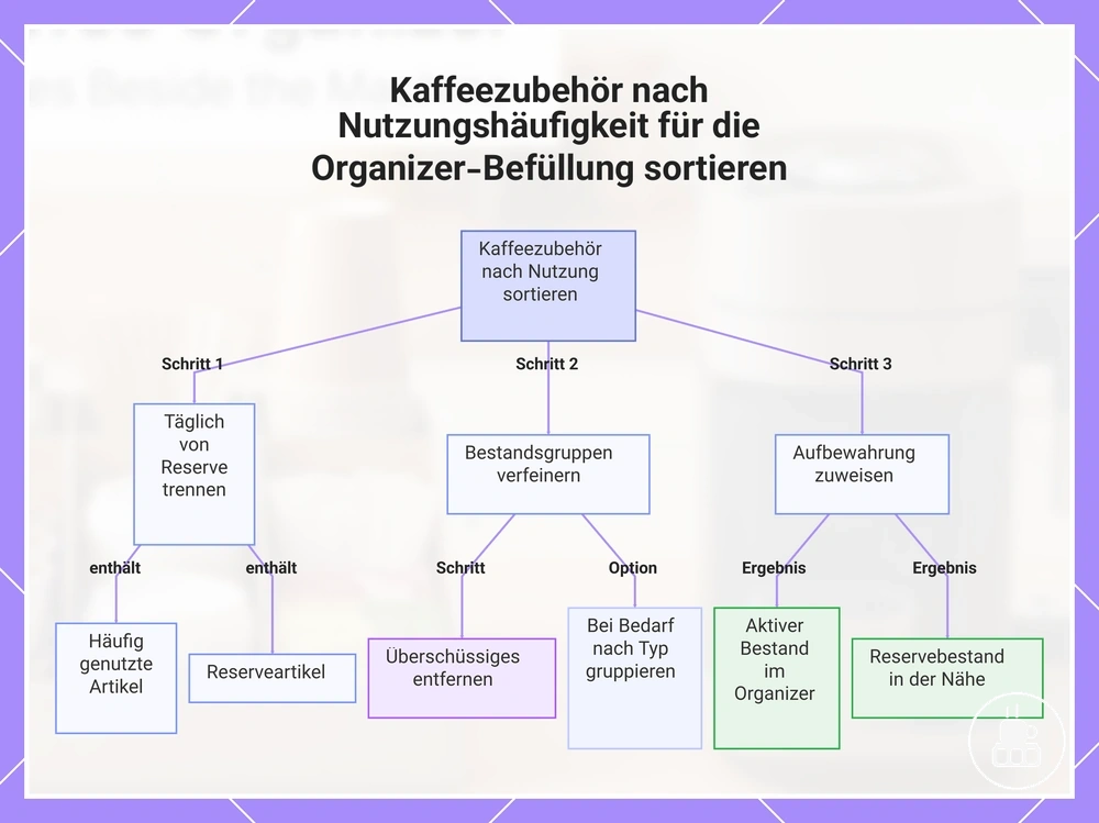 Kaffeezubehör nach Nutzungshäufigkeit für die Organizer-Befüllung sortieren