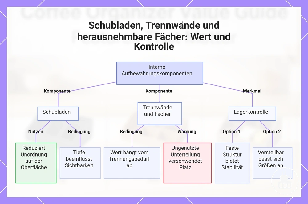 Schubladen, Trennwände und herausnehmbare Fächer: Wert und Kontrolle