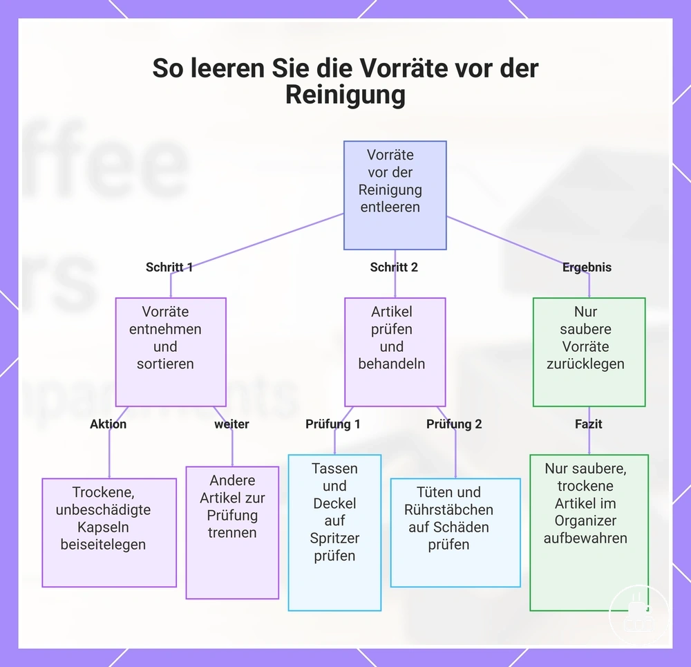 So leeren Sie die Vorräte vor der Reinigung