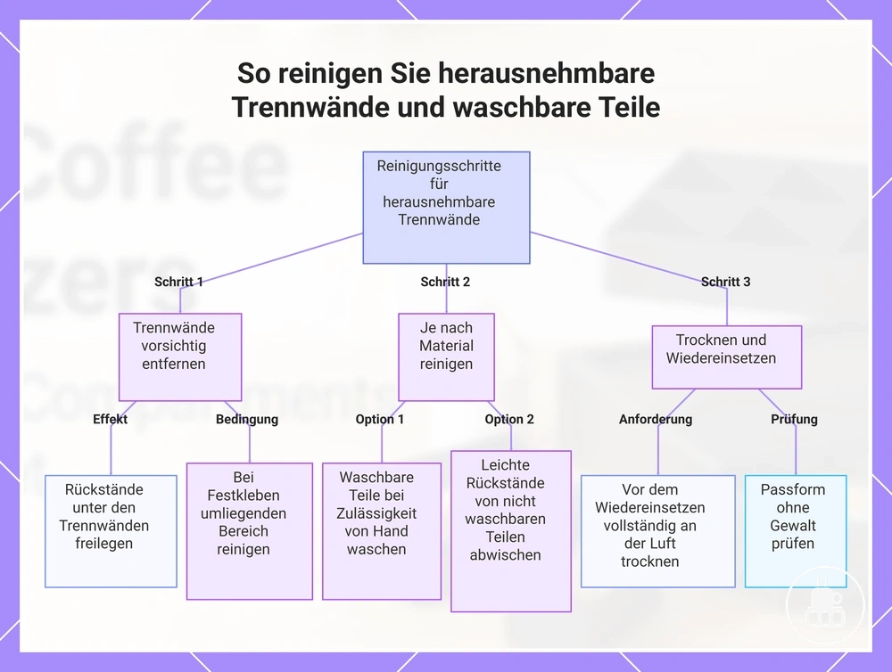 So reinigen Sie herausnehmbare Trennwände und waschbare Teile