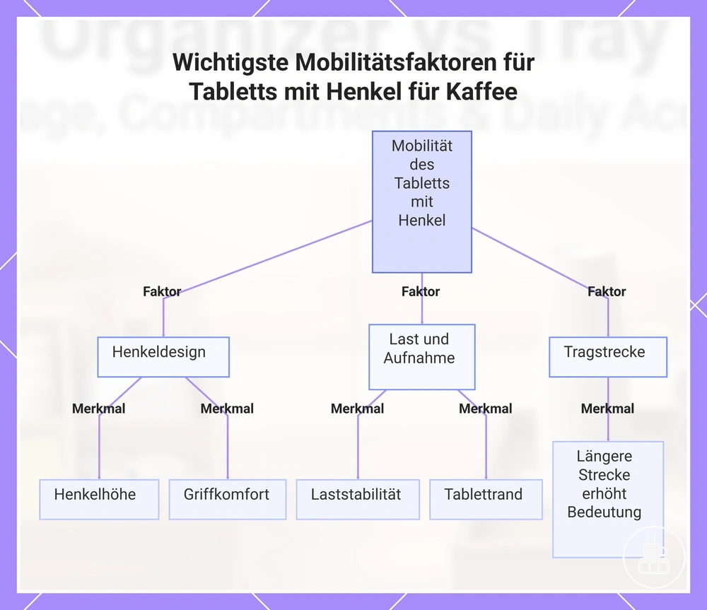 Wichtigste Mobilitätsfaktoren für Tabletts mit Henkel für Kaffee