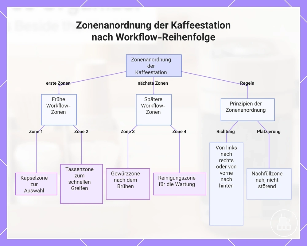 Zonenanordnung der Kaffeestation nach Workflow-Reihenfolge