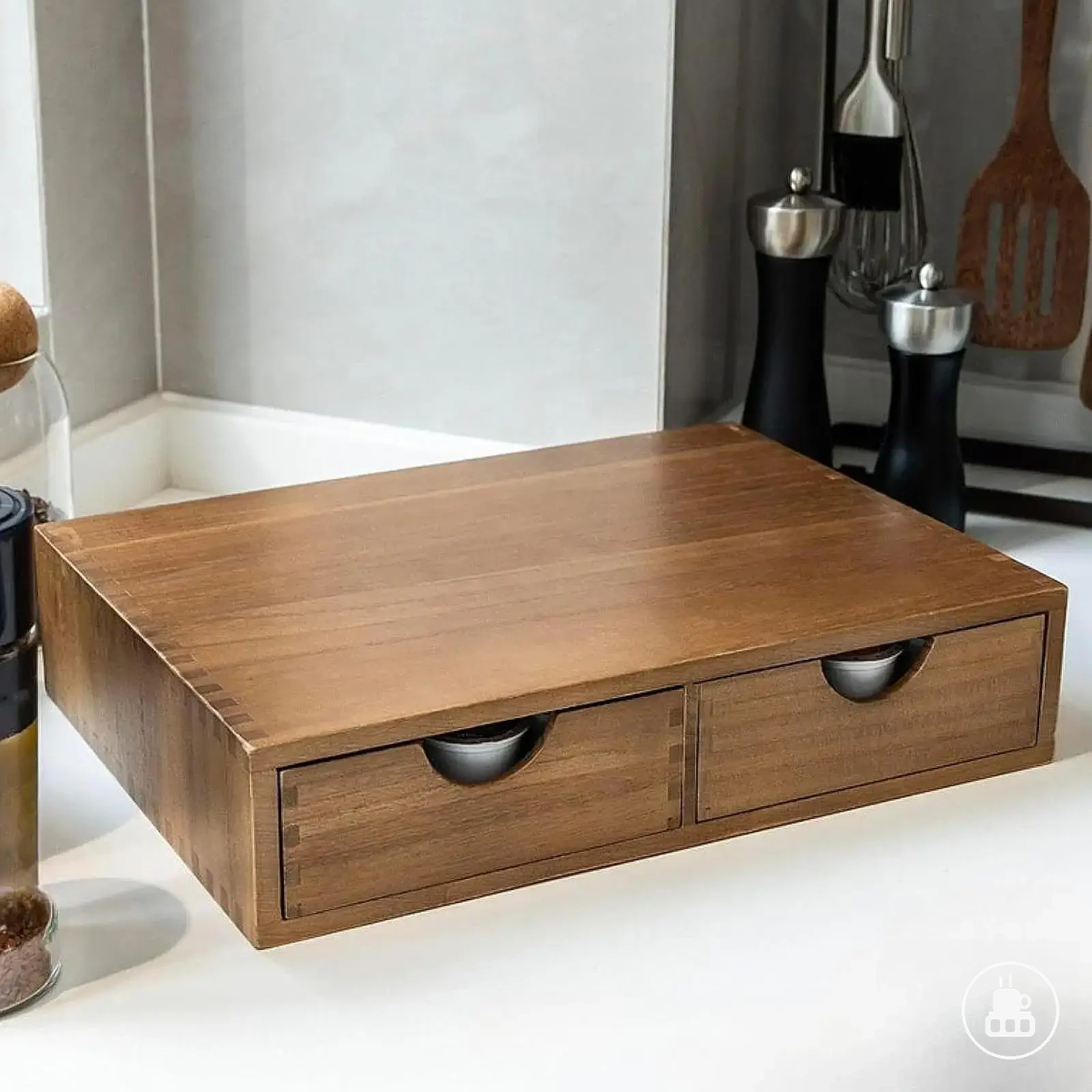 Coffee pod drawer organizer for capsules on a home, bar, kitchen, or office countertop
