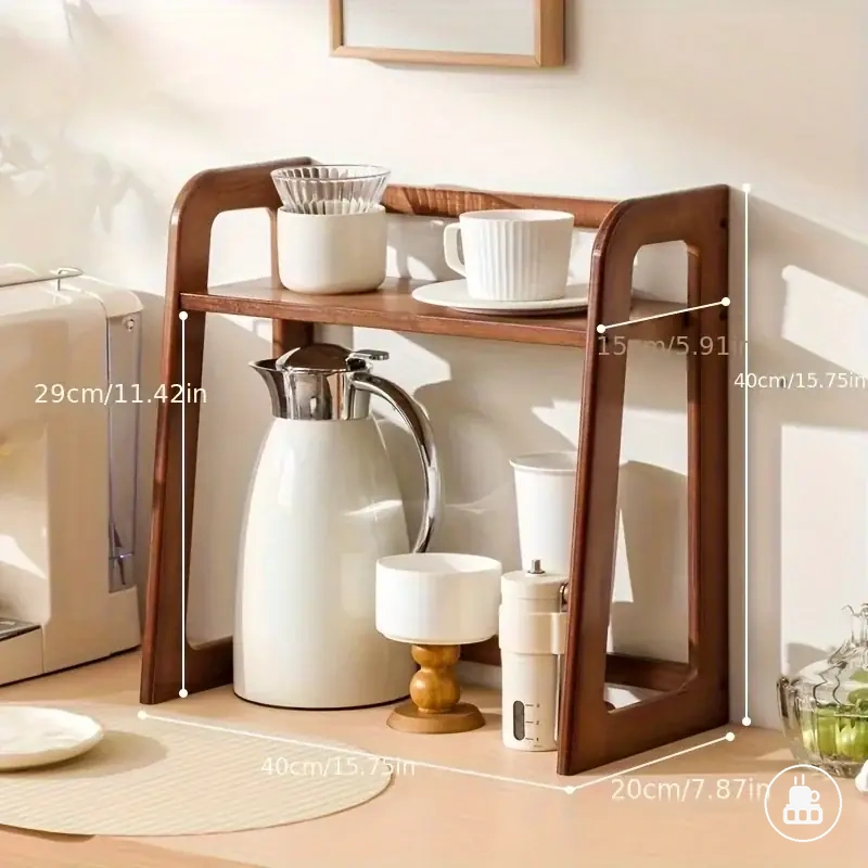 Desktop double layer cup storage rack for coffee cups and tea set items