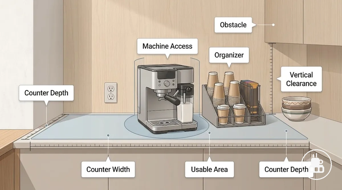 Key measurement points for choosing a coffee station organizer