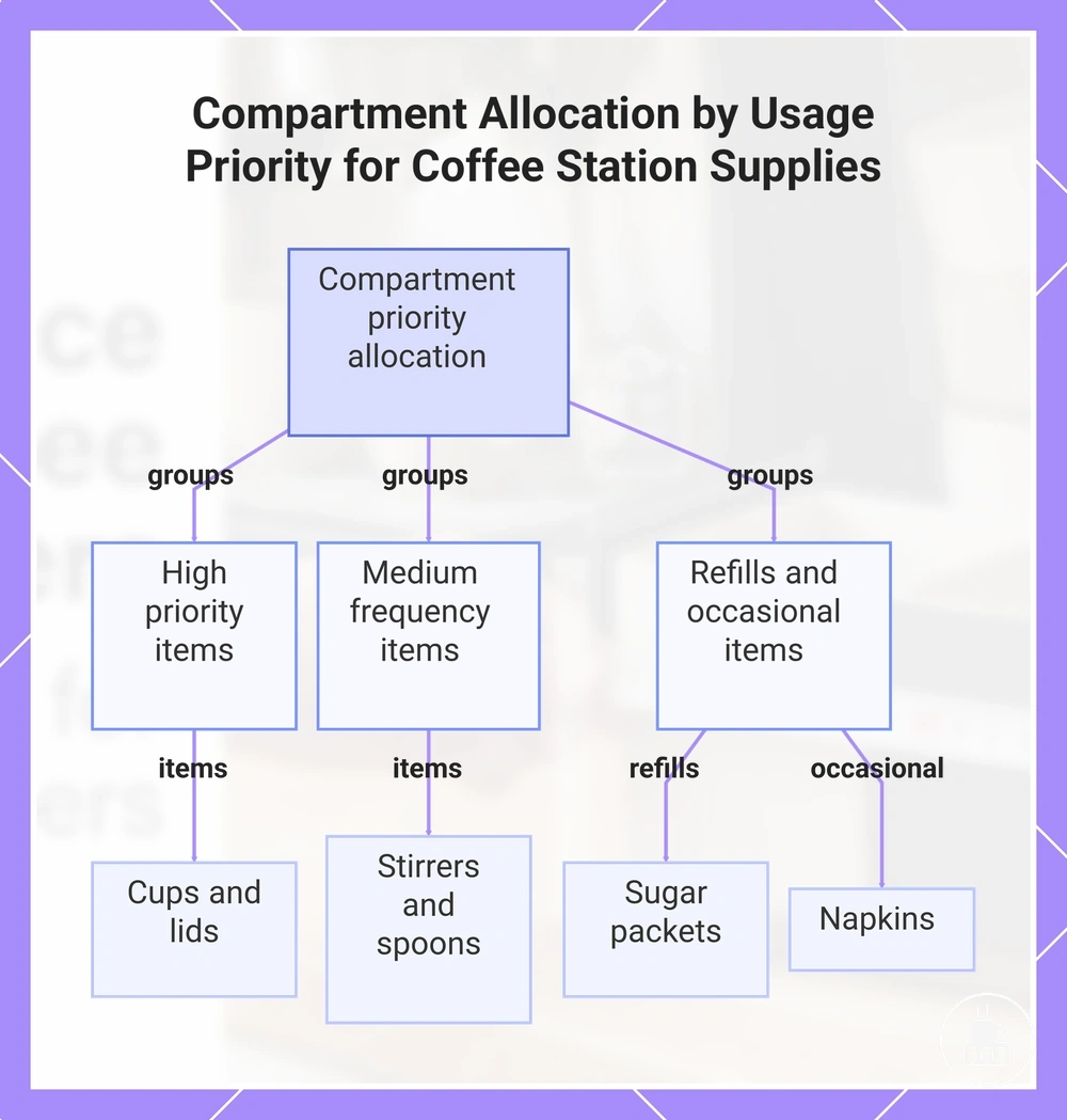 Compartment Allocation by Usage Priority for Coffee Station Supplies