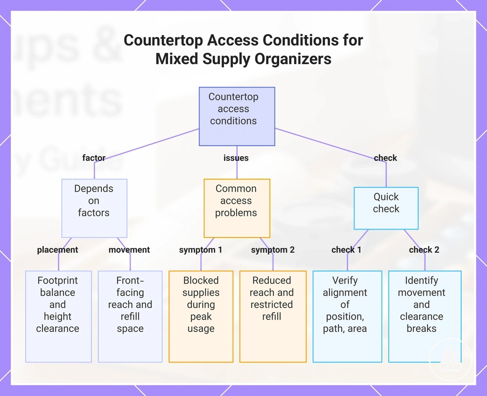 Countertop Access Conditions for Mixed Supply Organizers