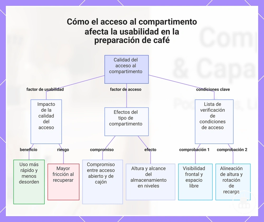 Cómo el acceso al compartimento afecta la usabilidad en la preparación de café