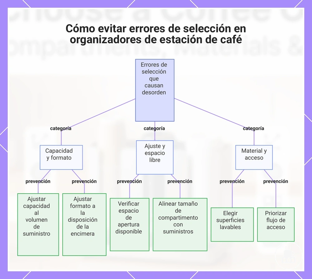 Cómo evitar errores de selección en organizadores de estación de café