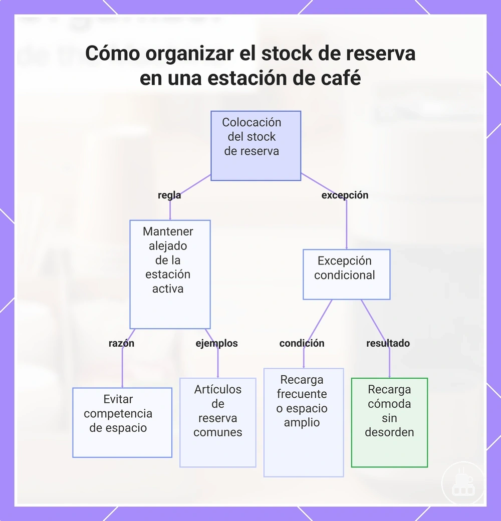 Cómo organizar el stock de reserva en una estación de café