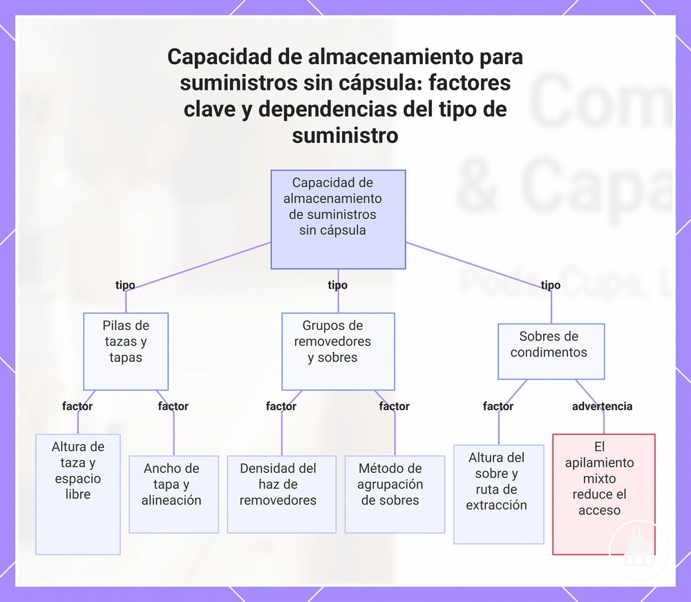 Capacidad de almacenamiento para suministros sin cápsula: factores clave y dependencias del tipo de suministro
