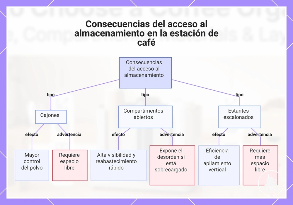 Consecuencias del acceso al almacenamiento en la estación de café
