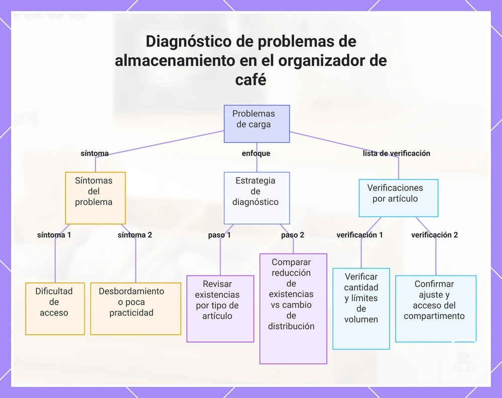 Diagnóstico de problemas de almacenamiento en el organizador de café