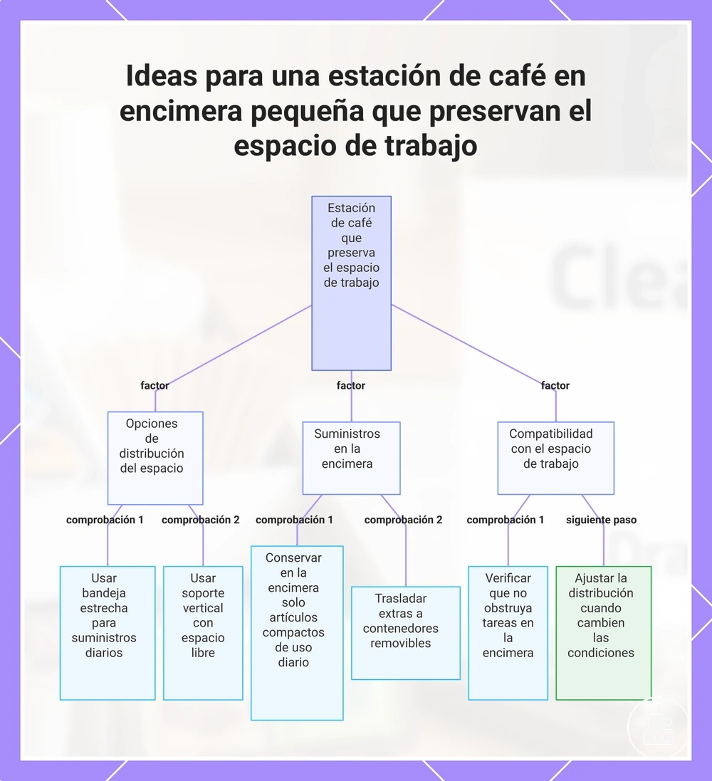 Ideas para una estación de café en encimera pequeña que preservan el espacio de trabajo