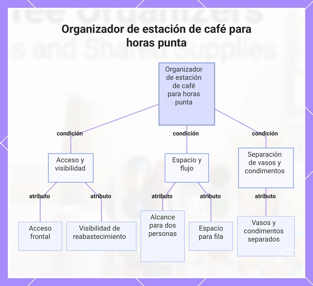 Organizador de estación de café para horas punta