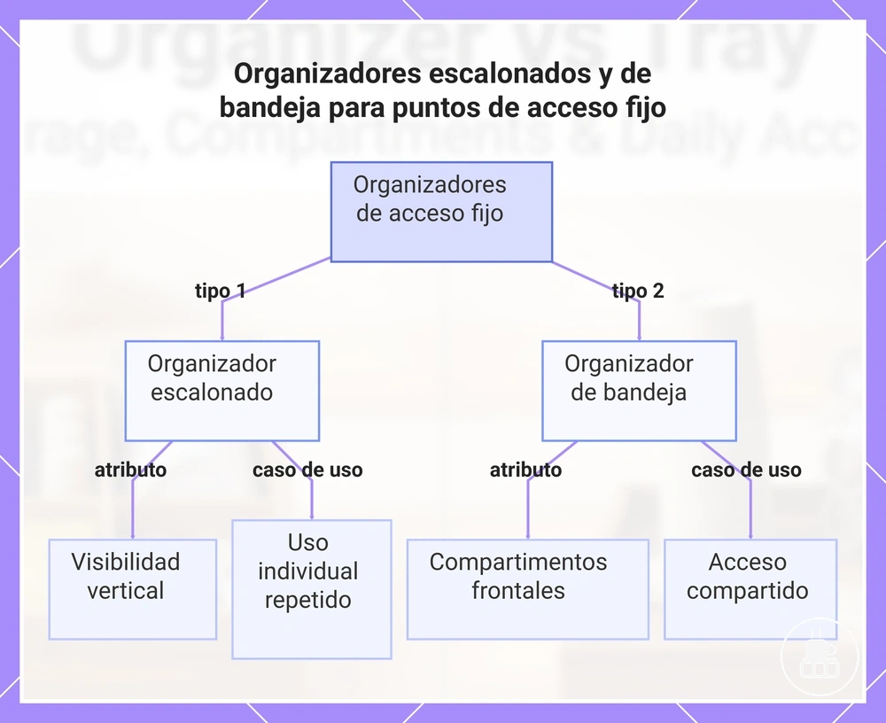 Organizadores escalonados y de bandeja para puntos de acceso fijo