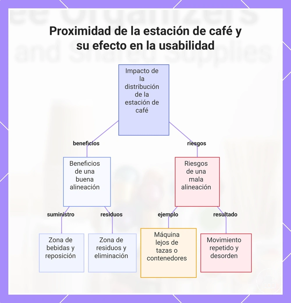 Proximidad de la estación de café y su efecto en la usabilidad
