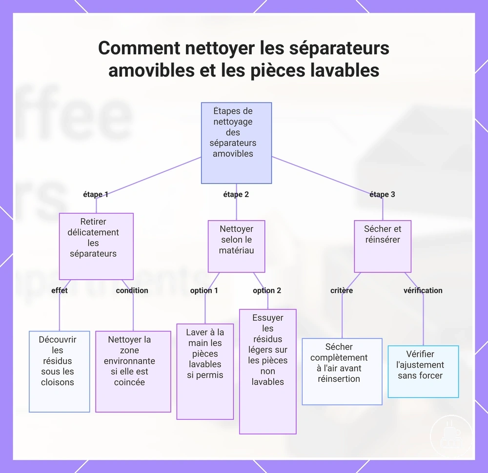 Comment nettoyer les séparateurs amovibles et les pièces lavables