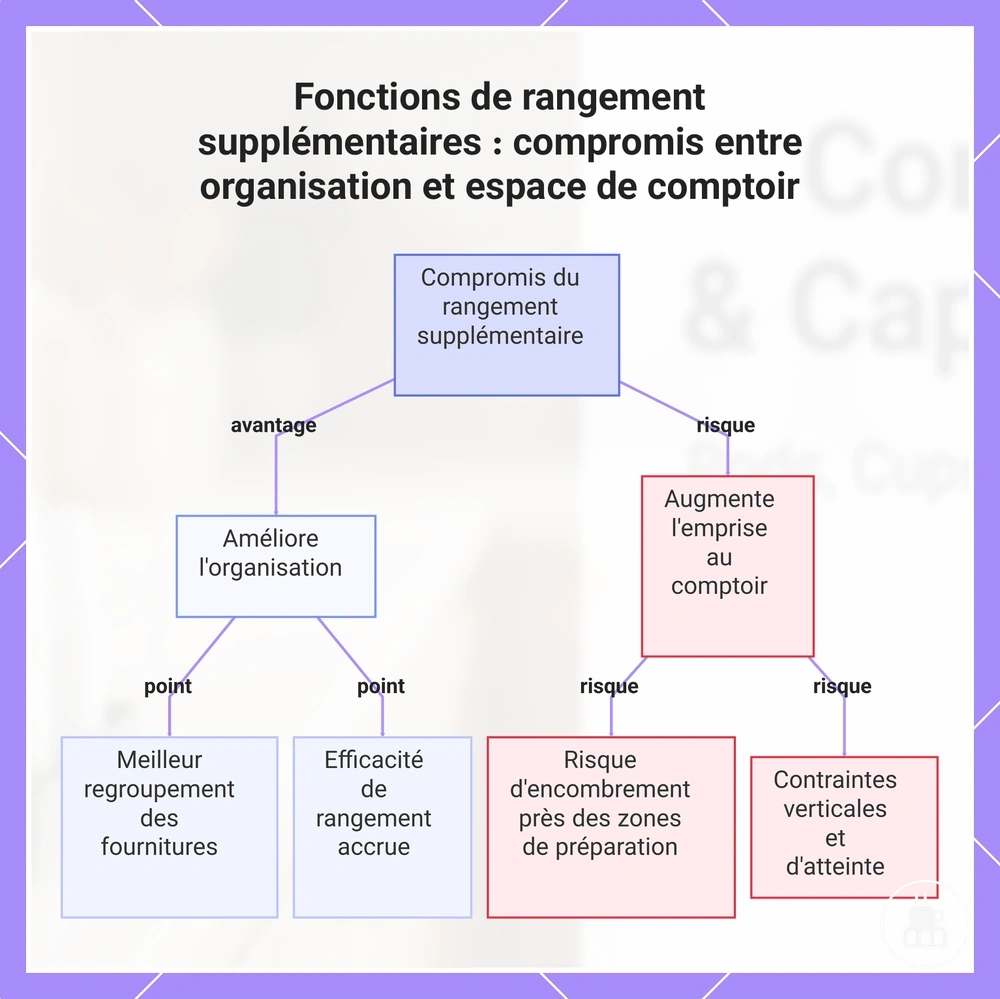 Fonctions de rangement supplémentaires : compromis entre organisation et espace de comptoir