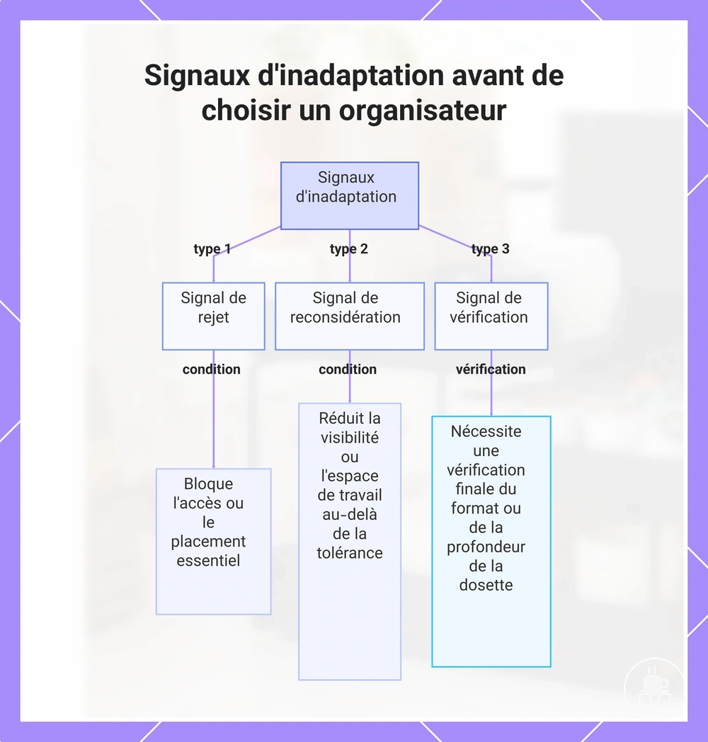 Signaux d'inadaptation avant de choisir un organisateur