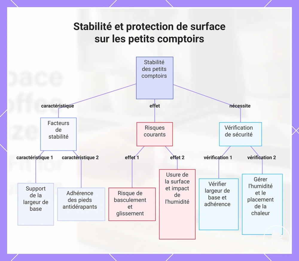 Stabilité et protection de surface sur les petits comptoirs