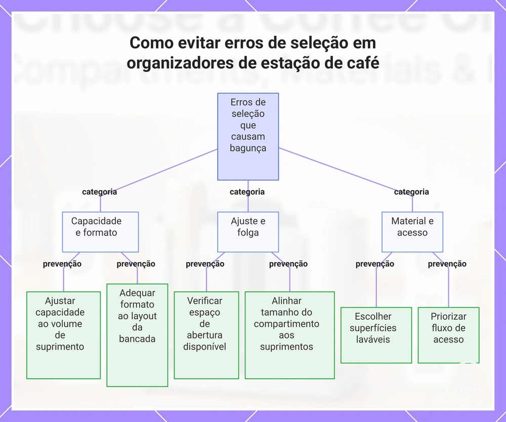 Como evitar erros de seleção em organizadores de estação de café