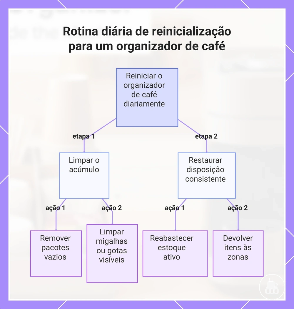Rotina diária de reinicialização para um organizador de café