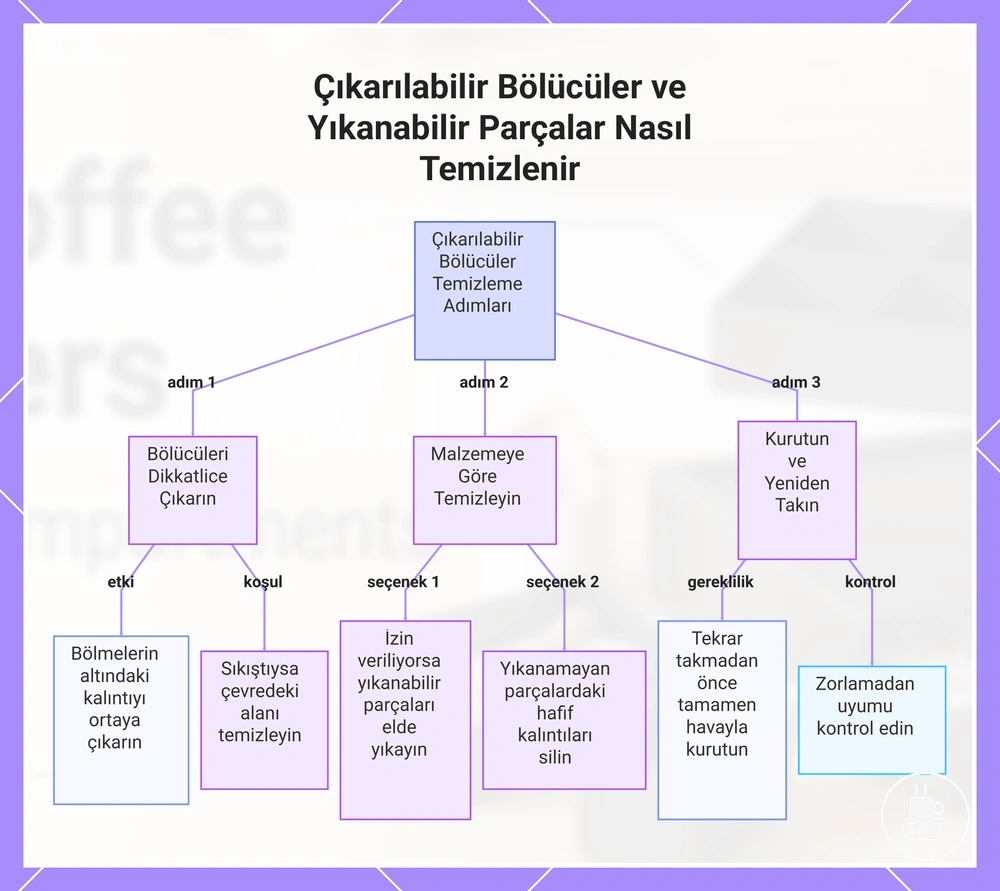 Çıkarılabilir Bölücüler ve Yıkanabilir Parçalar Nasıl Temizlenir