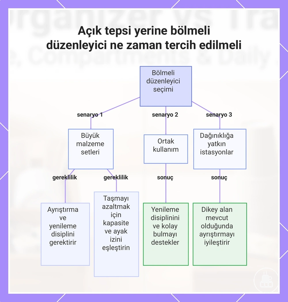 Açık tepsi yerine bölmeli düzenleyici ne zaman tercih edilmeli